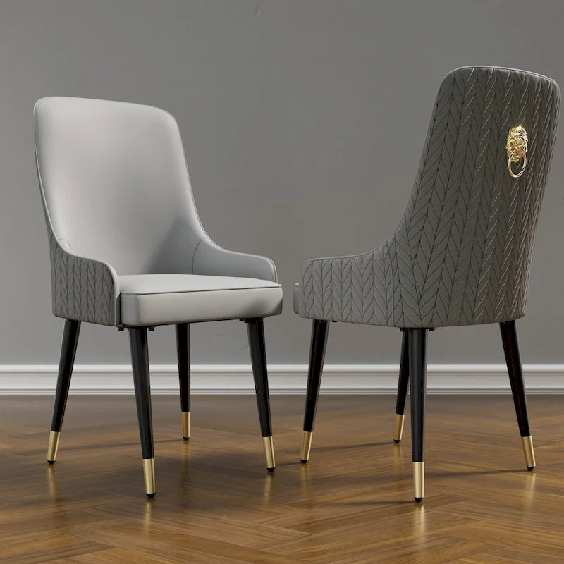 Ensemble de 2 chaises de salle à manger modernes en similicuir avec pieds en métal - 17 x 17 x 36