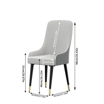 Ensemble de 2 chaises de salle à manger modernes en similicuir avec pieds en métal - 17 x 17 x 36