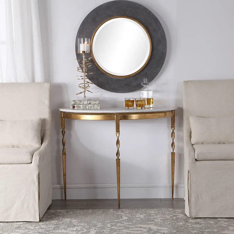 Table console en fer et plateau en marbre long Uttermost Imelda 40