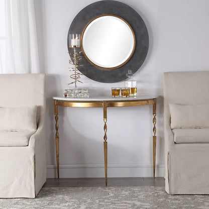 Table console en fer et plateau en marbre long Uttermost Imelda 40