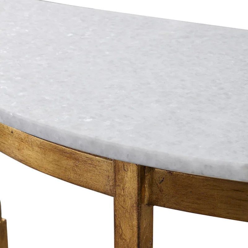 Table console en fer et plateau en marbre long Uttermost Imelda 40
