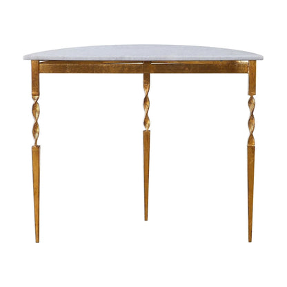 Table console en fer et plateau en marbre long Uttermost Imelda 40