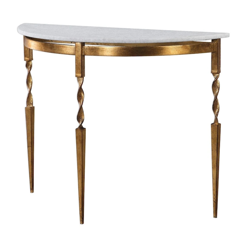 Table console en fer et plateau en marbre long Uttermost Imelda 40