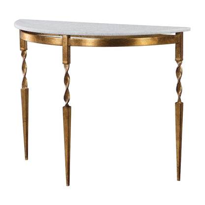 Table console en fer et plateau en marbre long Uttermost Imelda 40