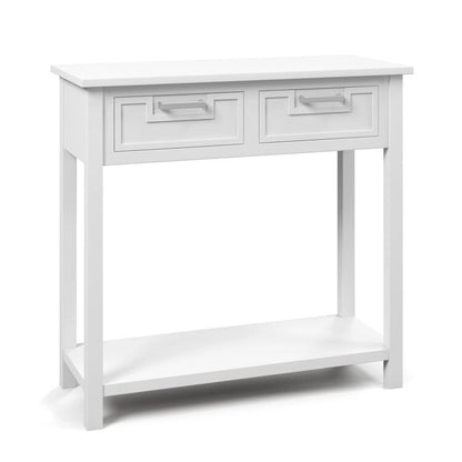 Console étroite avec tiroirs et étagère de rangement ouverte - 80 cm (L) x 36 cm (l) x 81 cm (H)
