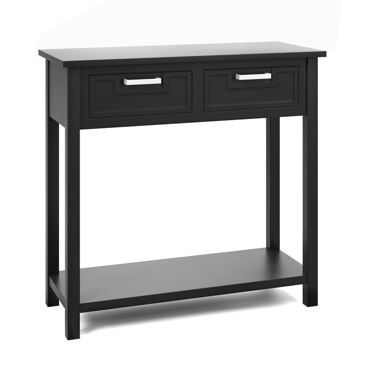 Console étroite avec tiroirs et étagère de rangement ouverte - 80 cm (L) x 36 cm (l) x 81 cm (H)