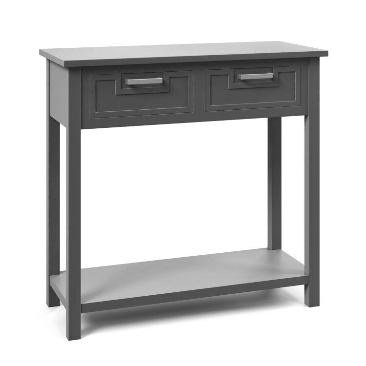 Console étroite avec tiroirs et étagère de rangement ouverte - 80 cm (L) x 36 cm (l) x 81 cm (H)