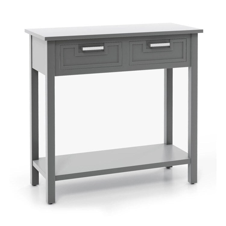 Console étroite avec tiroirs et étagère de rangement ouverte - 80 cm (L) x 36 cm (l) x 81 cm (H)
