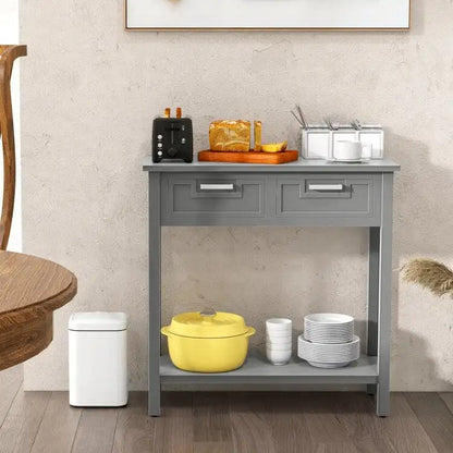 Console étroite avec tiroirs et étagère de rangement ouverte - 80 cm (L) x 36 cm (l) x 81 cm (H)
