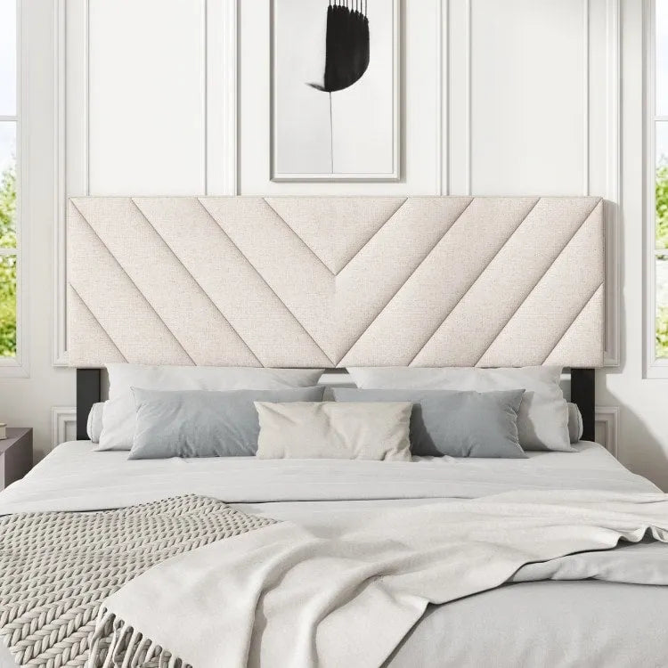 Tête de lit rembourrée en lin pour cadres de lit doubles et queen size