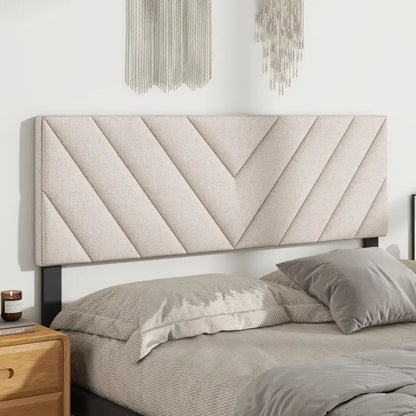 Tête de lit rembourrée en lin pour cadres de lit doubles et queen size