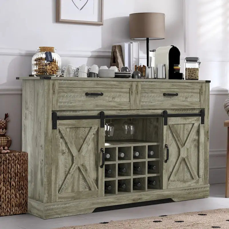 Meuble bar Royalcraft de 132 cm avec casier à vin et grand espace de rangement