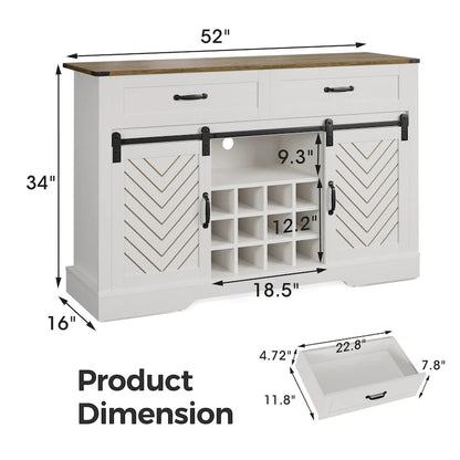 Meuble bar Royalcraft de 132 cm avec casier à vin et grand espace de rangement