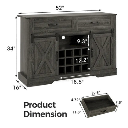 Meuble bar Royalcraft de 132 cm avec casier à vin et grand espace de rangement