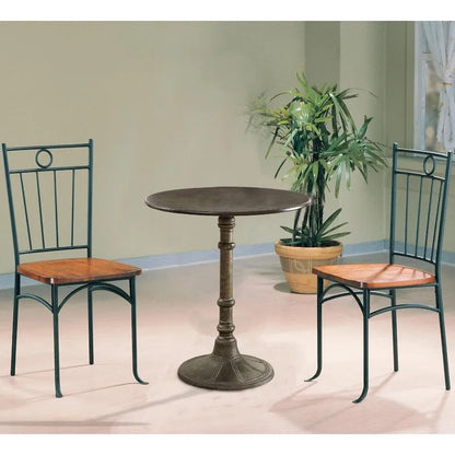 Table de salle à manger ronde de style transitionnel en MDF et métal, de style bistro - 76 cm (H) x 76 cm (l) x 76 cm (P)