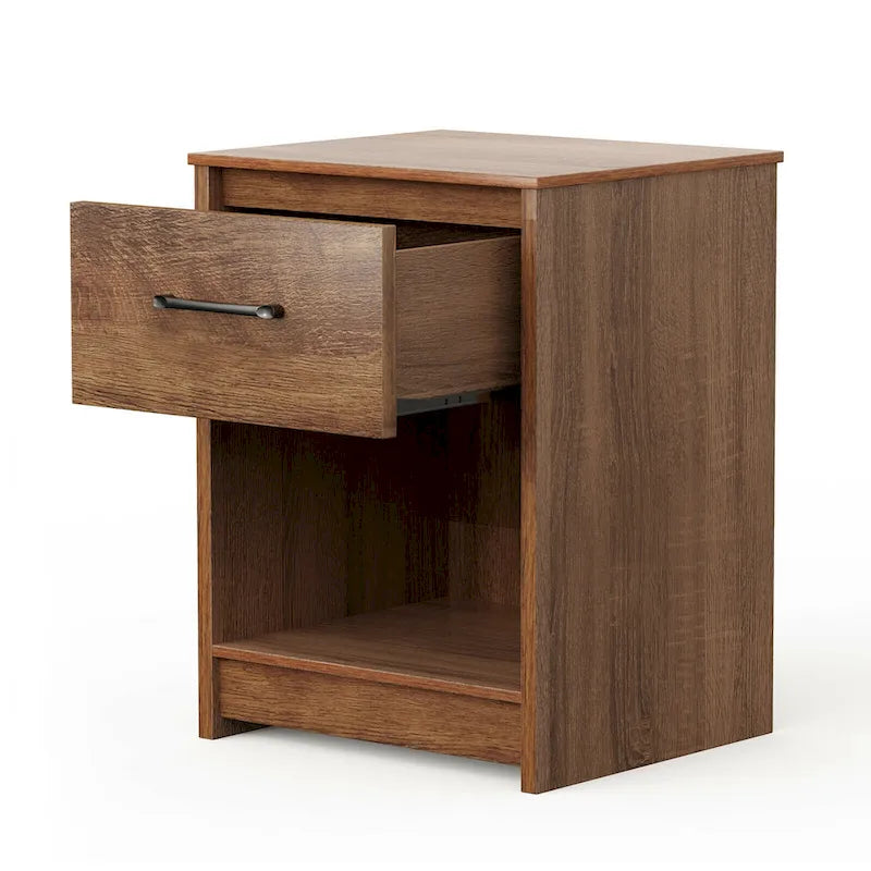 Table de chevet Gymax avec tiroir et étagère de rangement, table d'appoint en bois