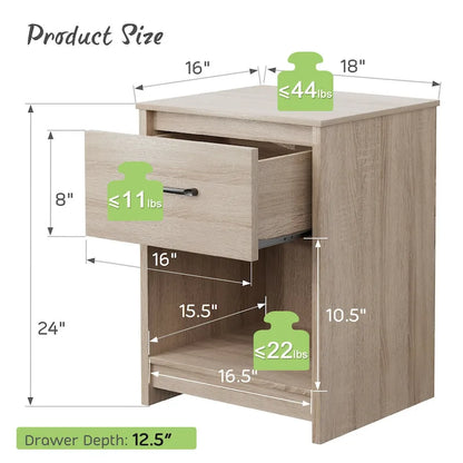 Table de chevet Gymax avec tiroir et étagère de rangement, table d'appoint en bois