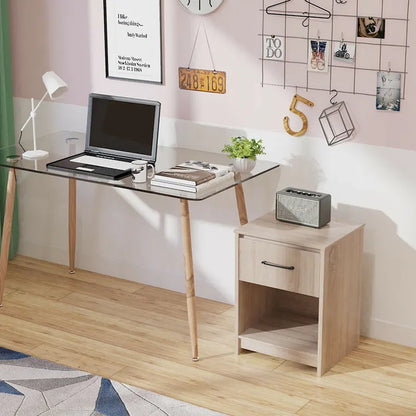 Table de chevet Gymax avec tiroir et étagère de rangement, table d'appoint en bois