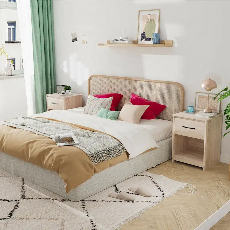Table de chevet Gymax avec tiroir et étagère de rangement, table d'appoint en bois