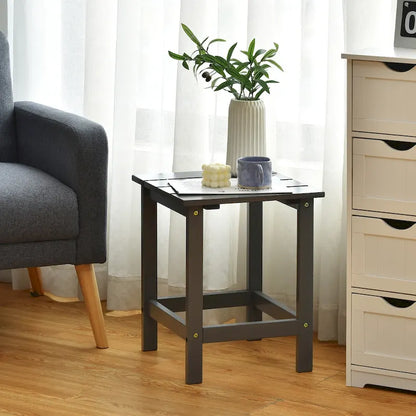 Table basse carrée Costway Patio 15, en lattes de bois, pour jardin ou terrasse - Voir les détails