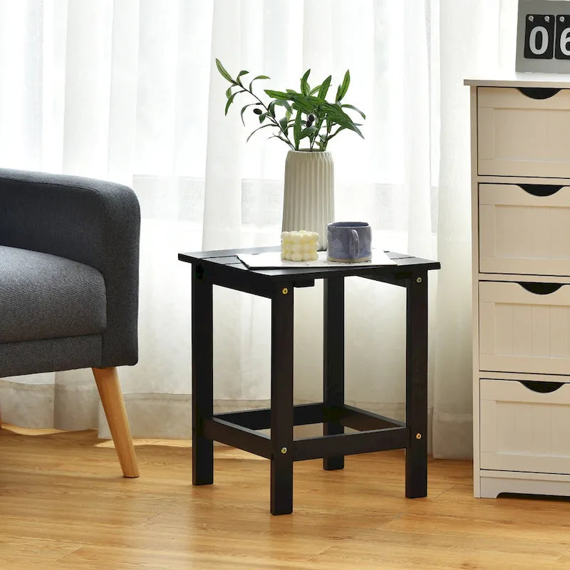 Table basse carrée Costway Patio 15, en lattes de bois, pour jardin ou terrasse - Voir les détails