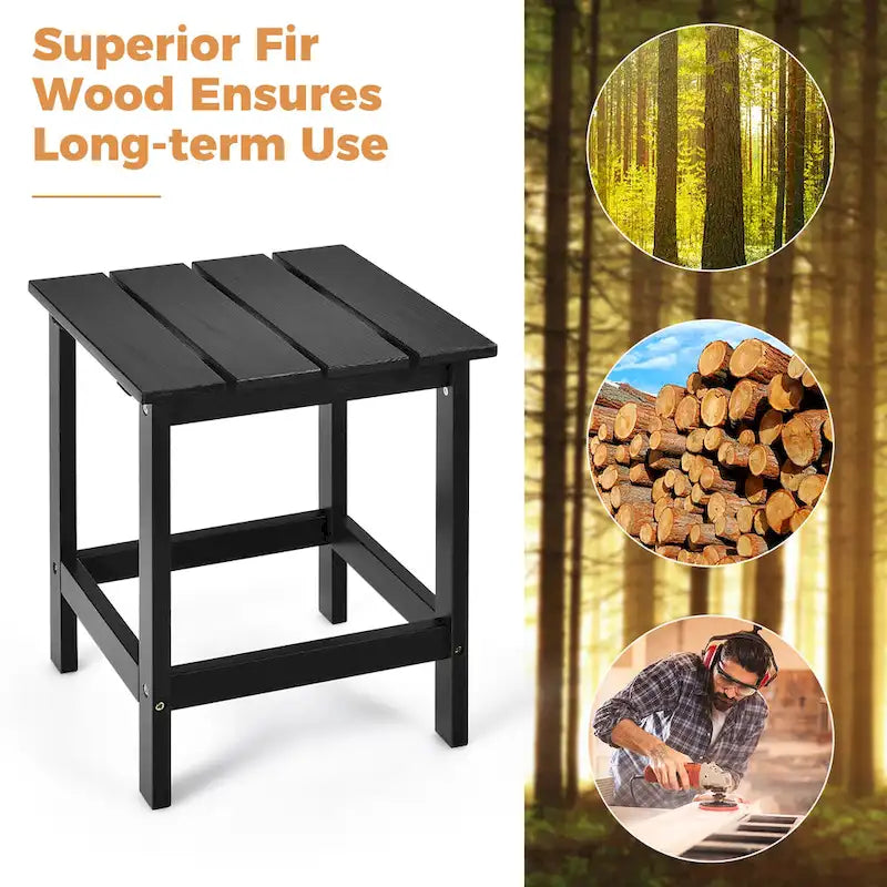 Table basse carrée Costway Patio 15, en lattes de bois, pour jardin ou terrasse - Voir les détails