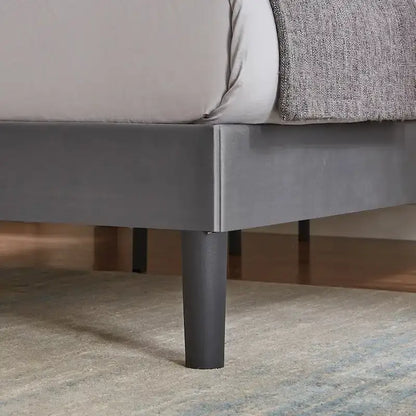VECELO, Cadre de lit plateforme rembourré avec tête de lit cloutée, tailles Twin, Full et Queen - Gris