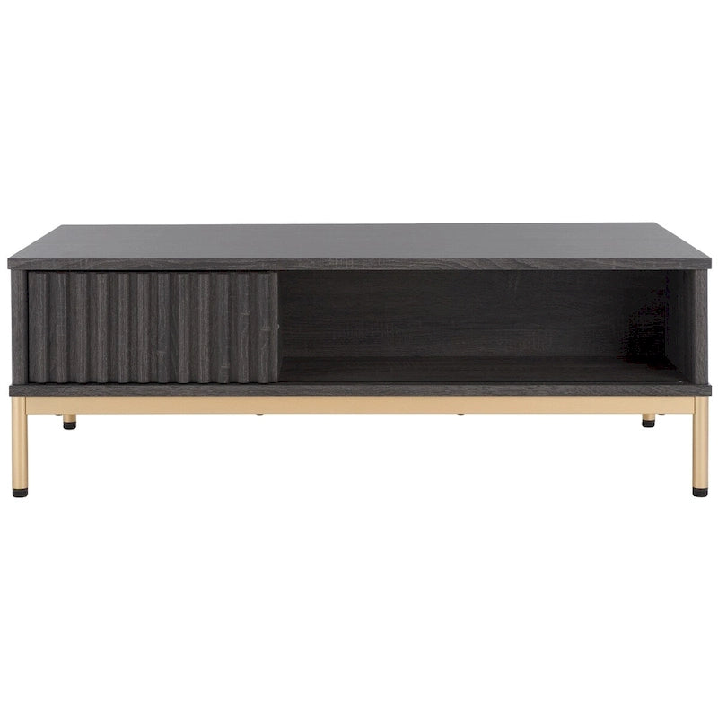 Table basse de rangement 2 portes SAFAVIEH Tamayo - 111 cm L x 55 cm P x 39 cm H - 44 cm L x 21 cm P x 15 cm H