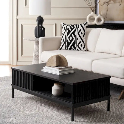 Table basse de rangement 2 portes SAFAVIEH Tamayo - 111 cm L x 55 cm P x 39 cm H - 44 cm L x 21 cm P x 15 cm H