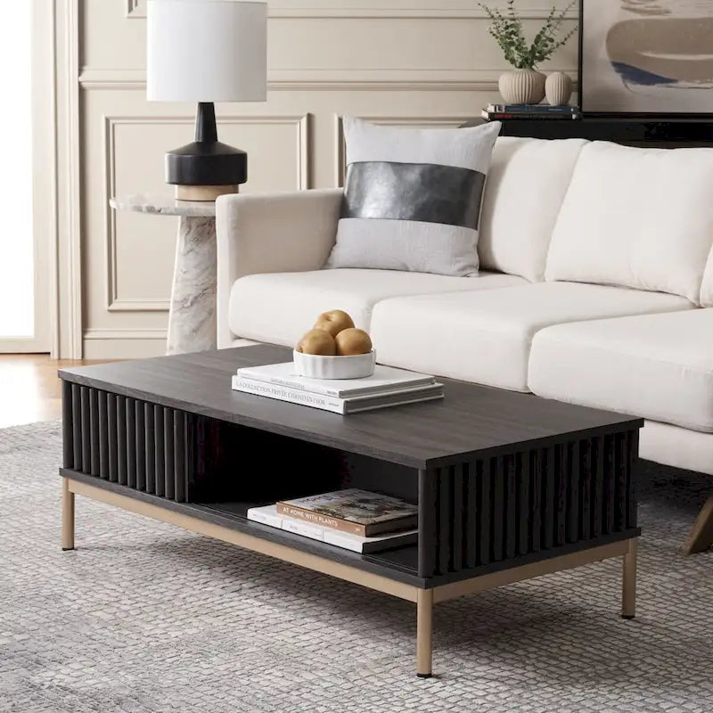 Table basse de rangement 2 portes SAFAVIEH Tamayo - 111 cm L x 55 cm P x 39 cm H - 44 cm L x 21 cm P x 15 cm H