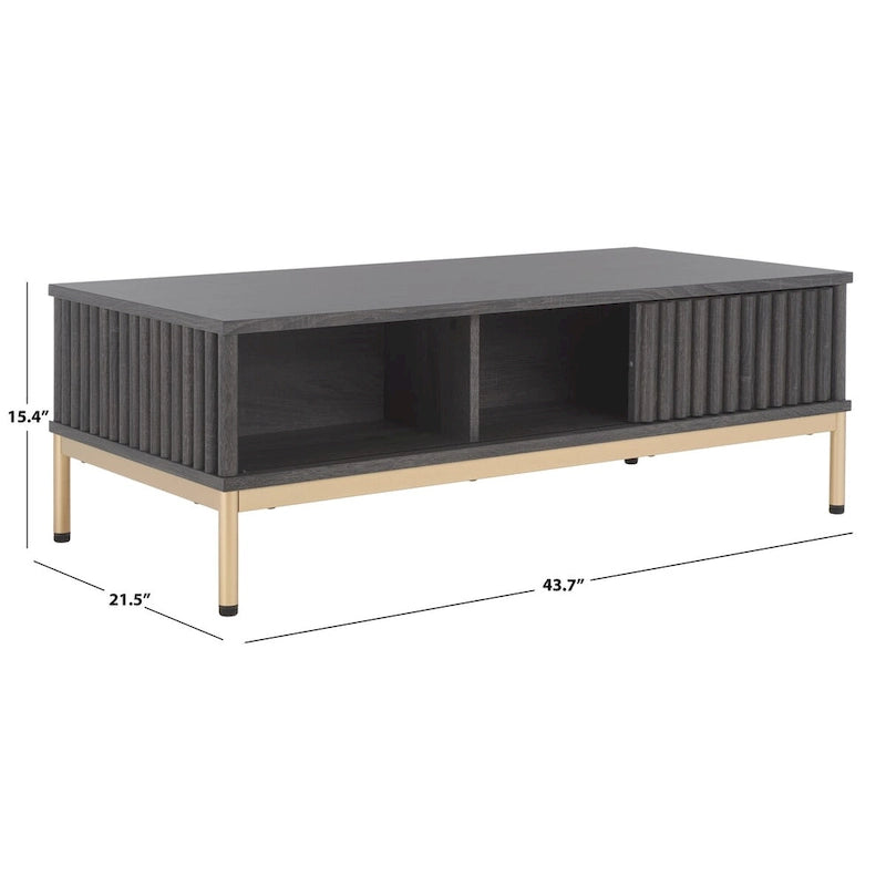 Table basse de rangement 2 portes SAFAVIEH Tamayo - 111 cm L x 55 cm P x 39 cm H - 44 cm L x 21 cm P x 15 cm H
