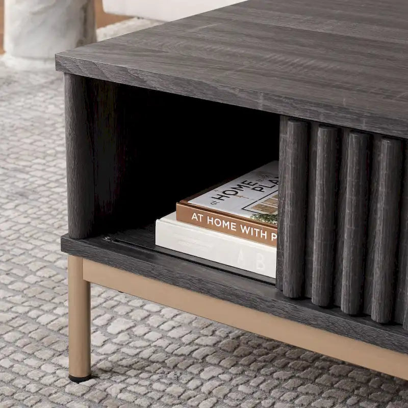 Table basse de rangement 2 portes SAFAVIEH Tamayo - 111 cm L x 55 cm P x 39 cm H - 44 cm L x 21 cm P x 15 cm H