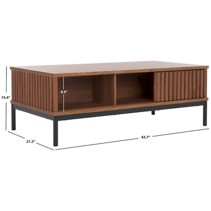 Table basse de rangement 2 portes SAFAVIEH Tamayo - 111 cm L x 55 cm P x 39 cm H - 44 cm L x 21 cm P x 15 cm H