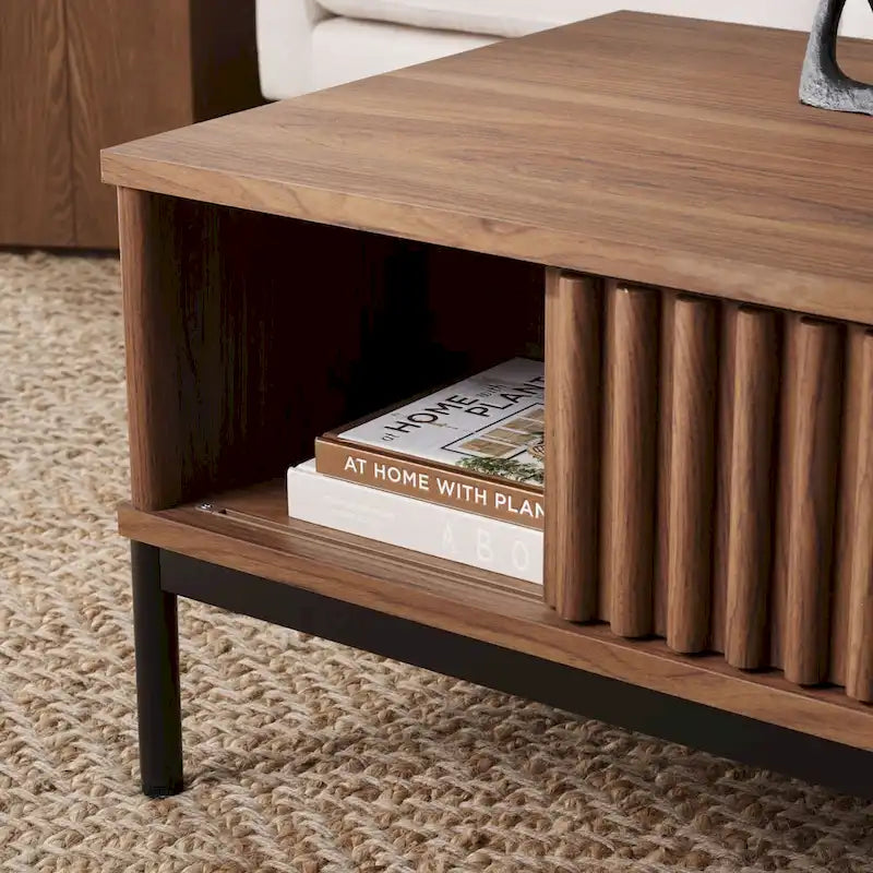Table basse de rangement 2 portes SAFAVIEH Tamayo - 111 cm L x 55 cm P x 39 cm H - 44 cm L x 21 cm P x 15 cm H