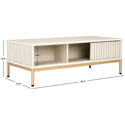 Table basse de rangement 2 portes SAFAVIEH Tamayo - 111 cm L x 55 cm P x 39 cm H - 44 cm L x 21 cm P x 15 cm H