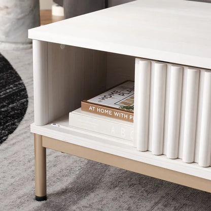 Table basse de rangement 2 portes SAFAVIEH Tamayo - 111 cm L x 55 cm P x 39 cm H - 44 cm L x 21 cm P x 15 cm H