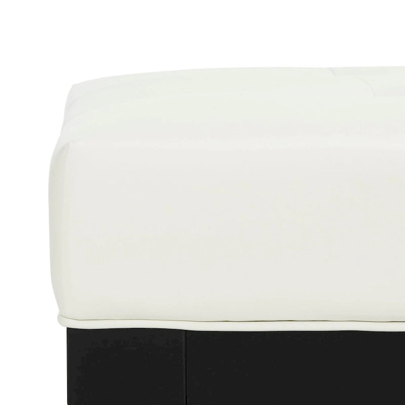 Pouf carré en cuir blanc SAFAVIEH Perri