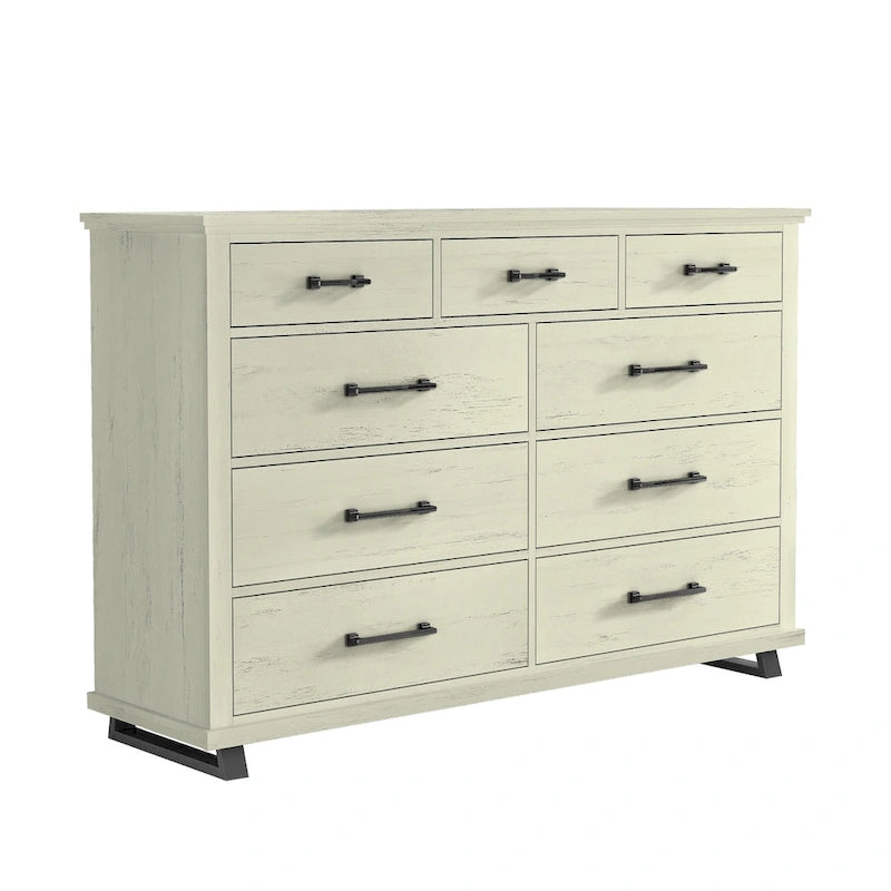 Ensemble de chambre à coucher style ferme 4 pièces - 2 tables de chevet, 1 commode et 1 coiffeuse