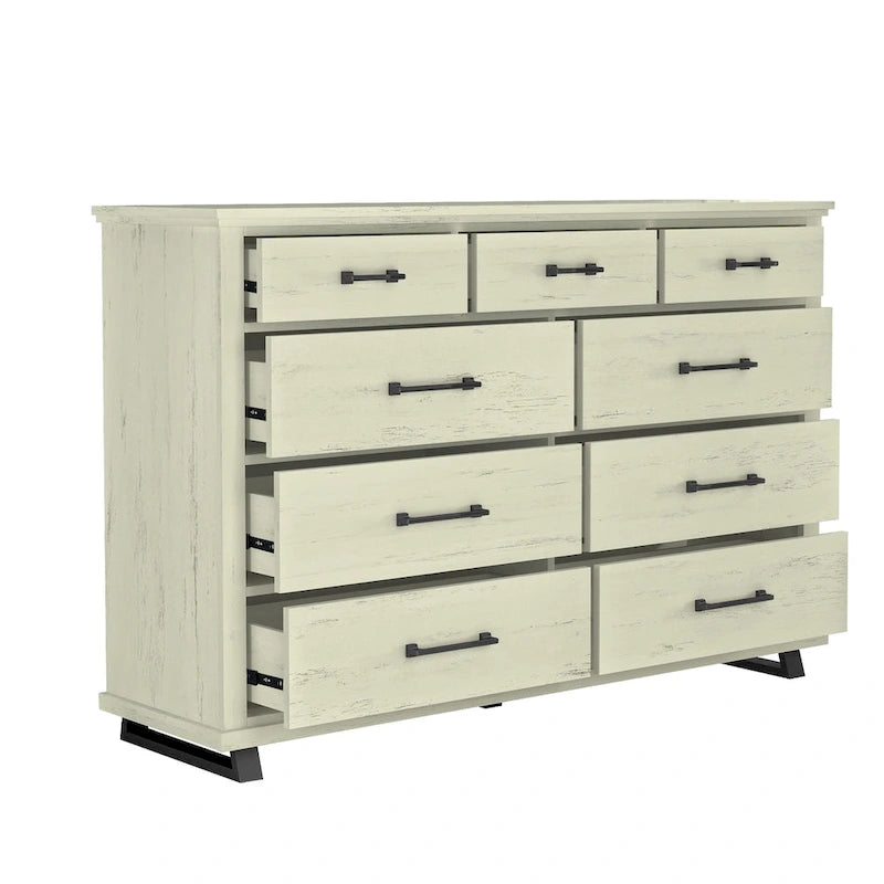 Ensemble de chambre à coucher style ferme 4 pièces - 2 tables de chevet, 1 commode et 1 coiffeuse