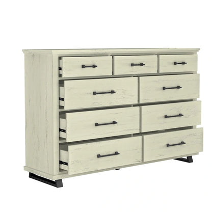 Ensemble de chambre à coucher style ferme 4 pièces - 2 tables de chevet, 1 commode et 1 coiffeuse