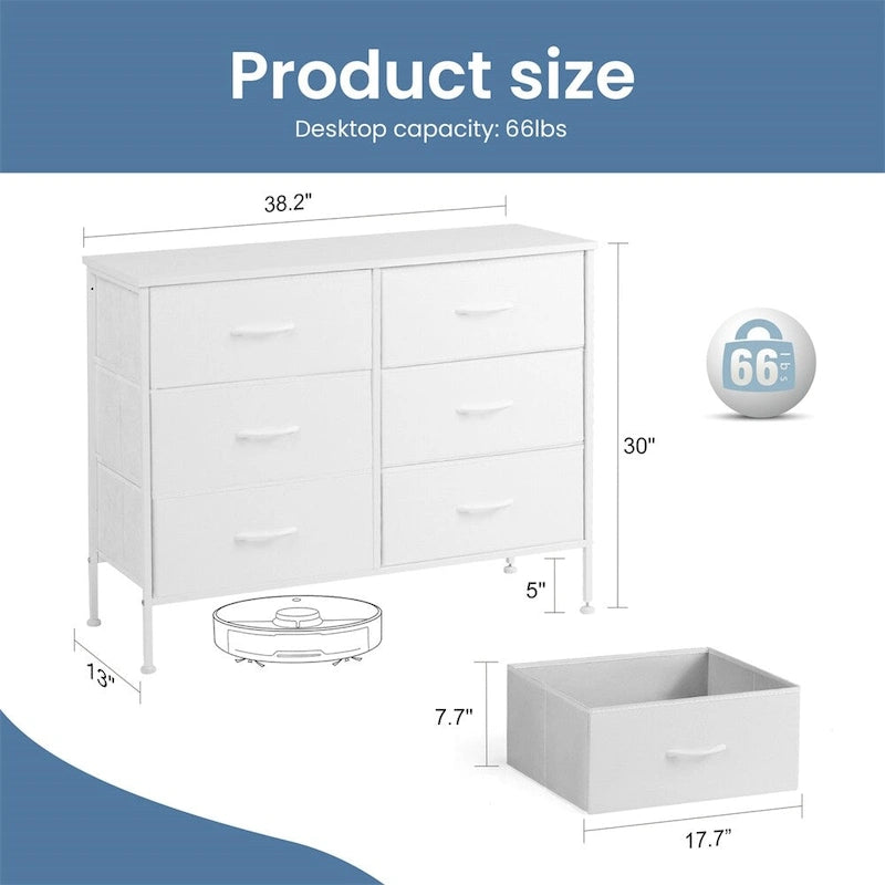 Commode à 6 tiroirs avec structure en métal et plateau en bois