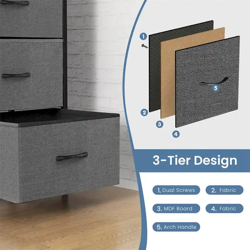 Commode à 6 tiroirs avec structure en métal et plateau en bois
