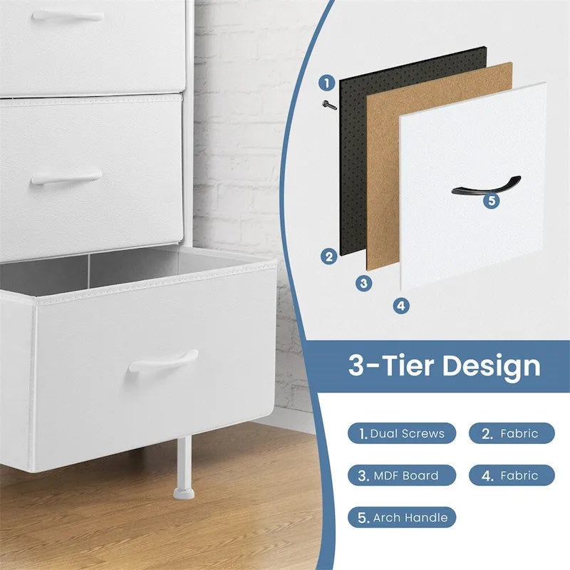 Commode à 6 tiroirs avec structure en métal et plateau en bois