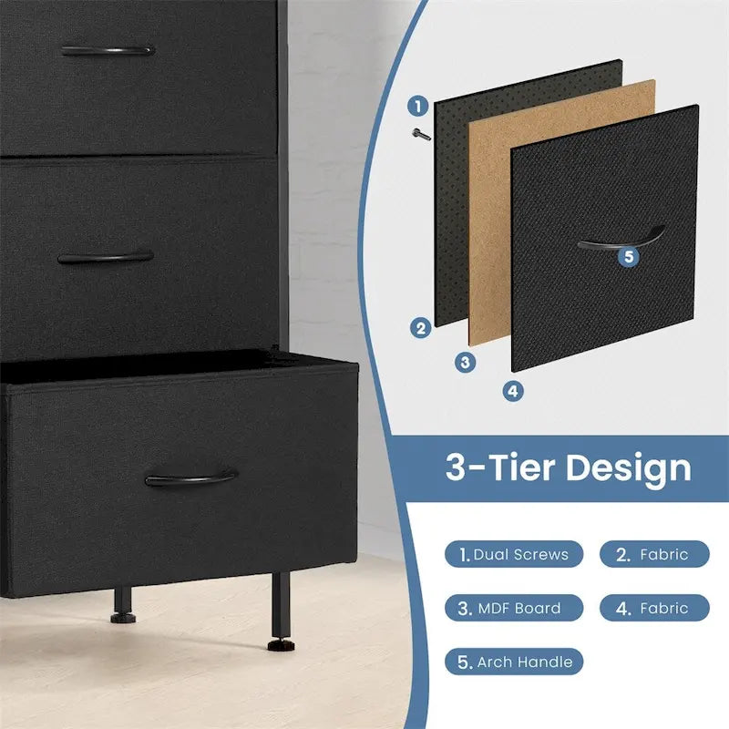 Commode à 6 tiroirs avec structure en métal et plateau en bois