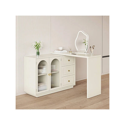 Coiffeuse d'angle extensible Sunvivi à 2 portes, sans miroir