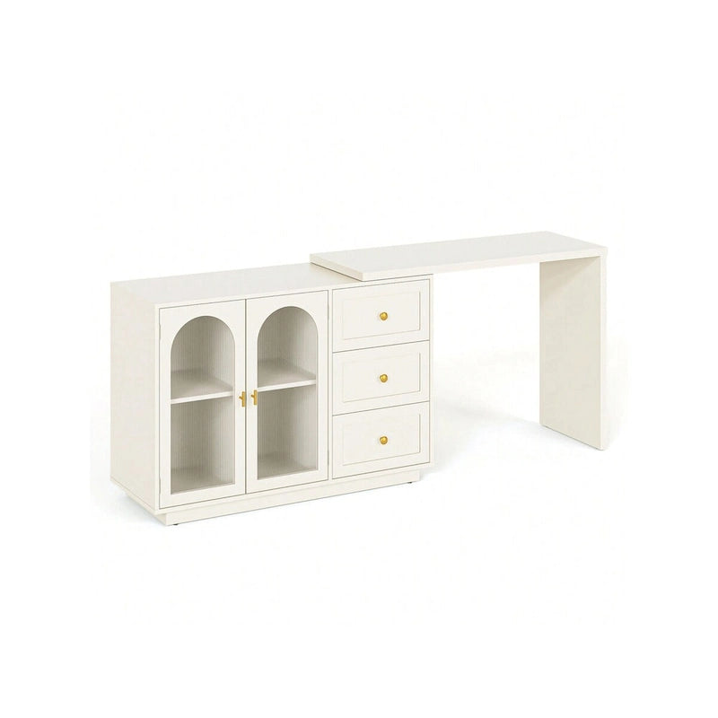 Coiffeuse d'angle extensible Sunvivi à 2 portes, sans miroir