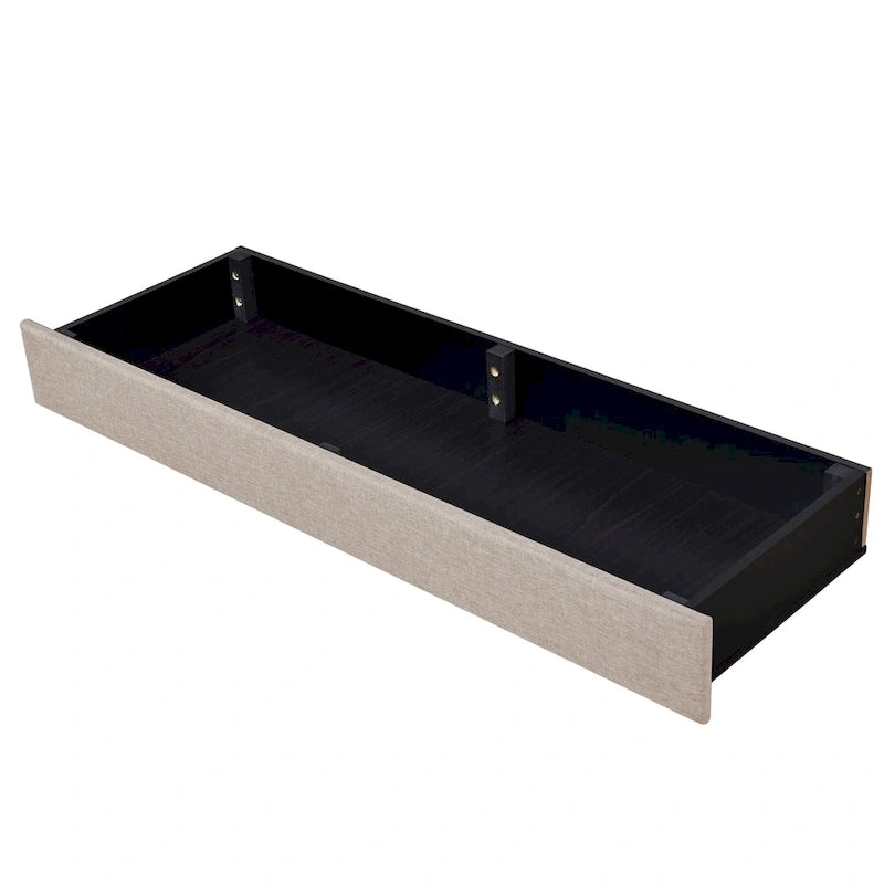 Lit plateforme CUSchoice Queen Size en lin rembourré avec 3 tiroirs et rangement
