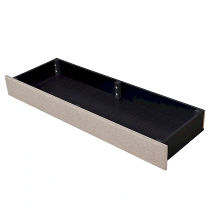 Lit plateforme CUSchoice Queen Size en lin rembourré avec 3 tiroirs et rangement