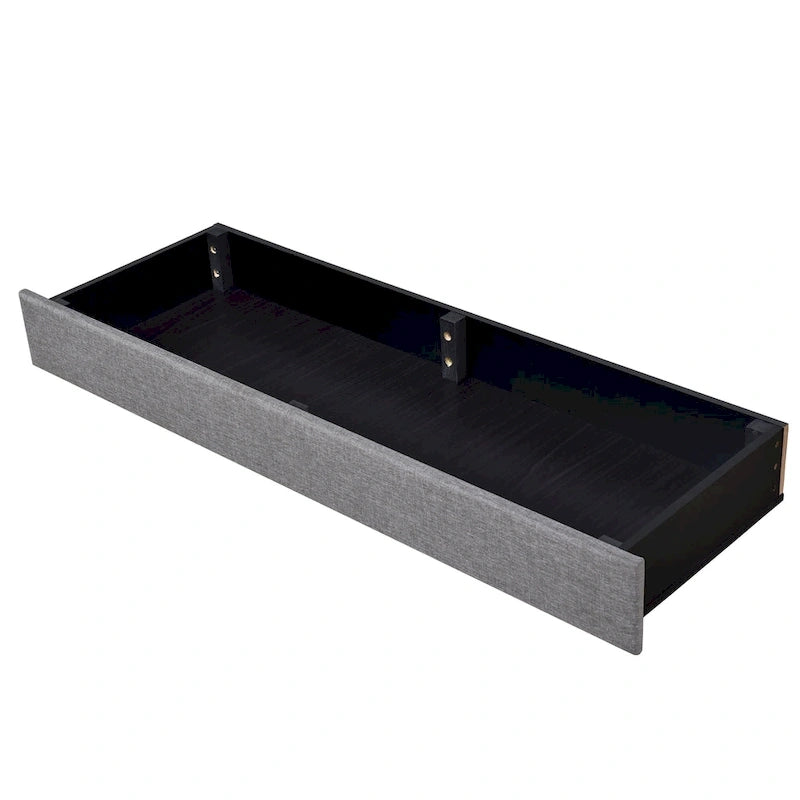 Lit plateforme CUSchoice Queen Size en lin rembourré avec 3 tiroirs et rangement