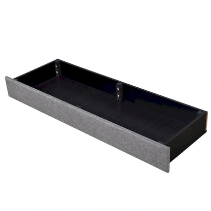 Lit plateforme CUSchoice Queen Size en lin rembourré avec 3 tiroirs et rangement